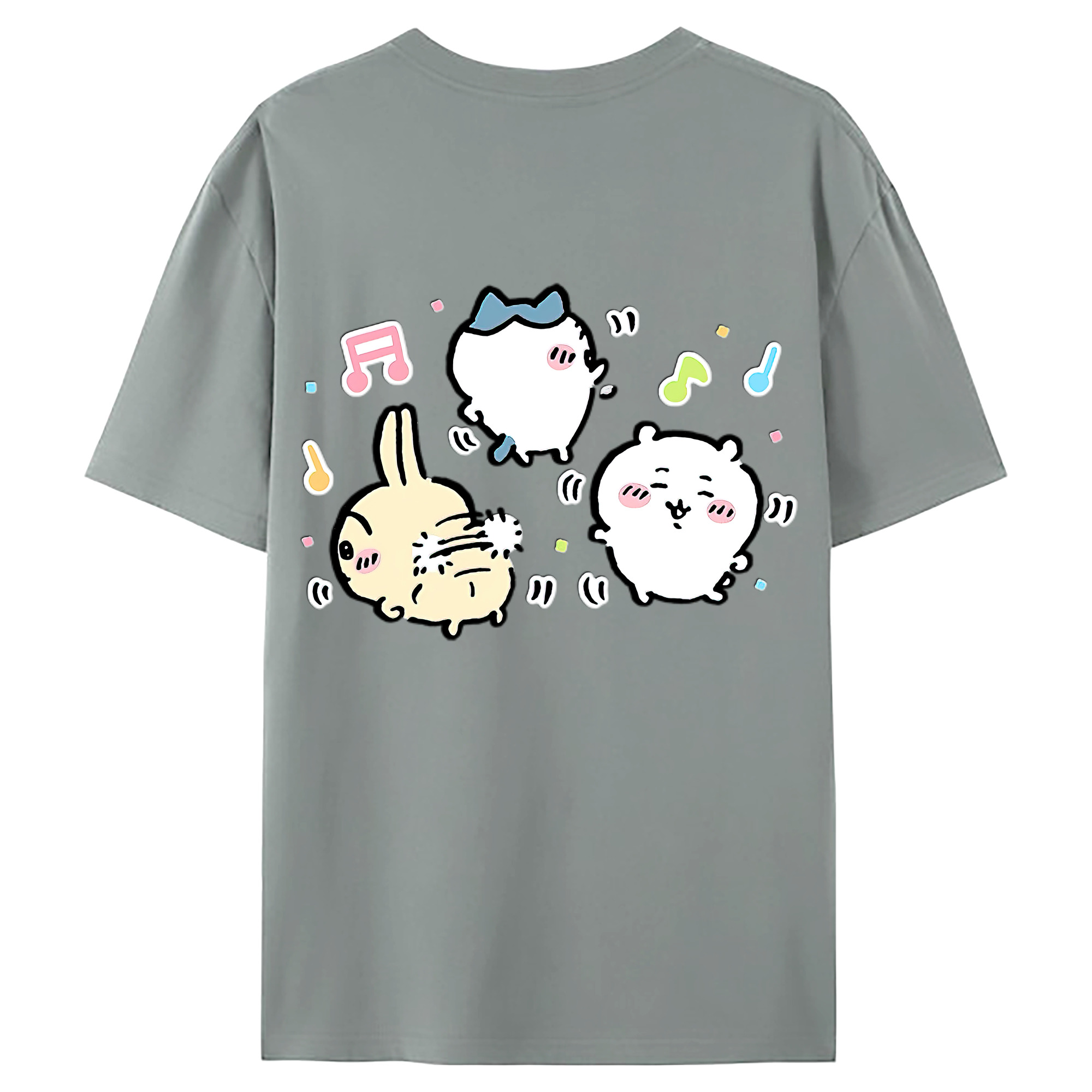 （画像用） ちいかわ うさぎ Chii-kawa usagi 綿100％ メンズ半袖Tシャツ（バックプリント） 通気性
